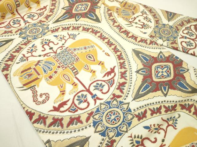 平和屋着物●九寸名古屋帯　象　金糸　正絹　逸品　DAAR0916fe 平和屋着物○九寸名古屋帯 象 金糸 正絹 逸品 DAAR0916feの通販はau