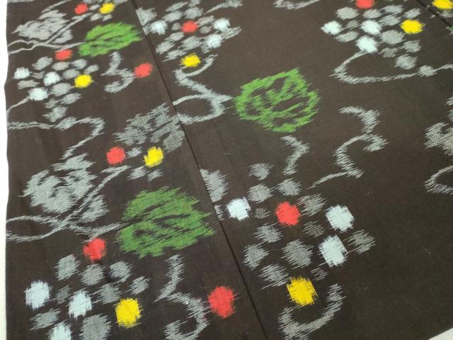 平和屋1□久留米絣 反物 舞蝶文 単衣 綿 着尺 逸品 未