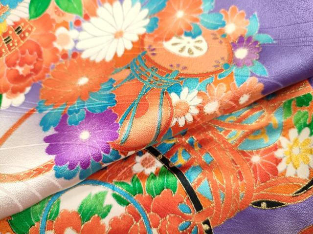 七五三の祝帯　蝶と花の刺繍 七五三の祝帯 蝶と花の刺繍