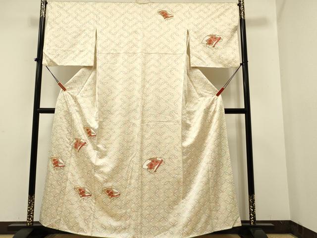 平和屋着物■訪問着　駒刺繍　雲取り花文　金銀彩　正絹　逸品　DAAR1847qp