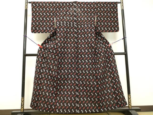 平和屋着物▽久留米絣 単衣 十字絣 綿 逸品 未使用 DAAR4302tw