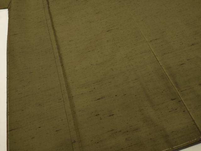 平和屋着物○男性 紬 アンサンブル 根岸色 正絹 逸品 未使用