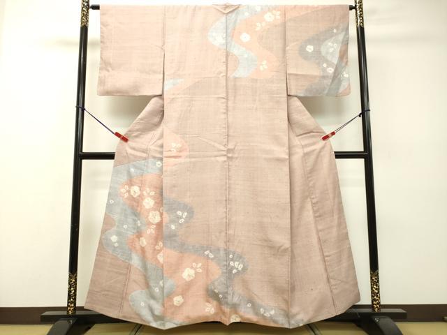 平和屋着物○上質な小紋 ろうけつ染め 霞文 鬼しぼ縮緬 正絹 逸品