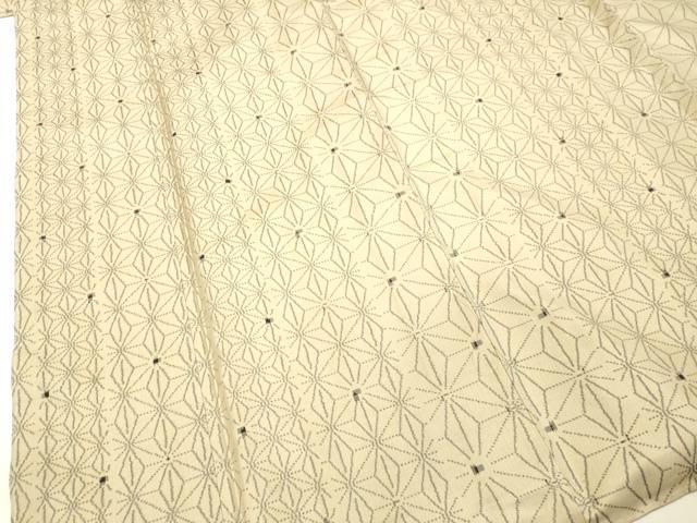 平和屋着物●上質な紬　麻の葉文様　正絹　逸品　未使用　DAAR4342tw