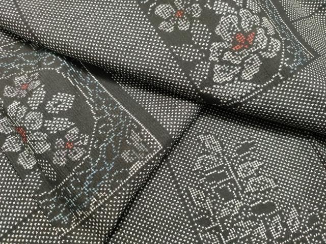 平和屋着物●本場大島紬　7マルキ　色紙重ね草花文　正絹　逸品　DAAR4355tw
