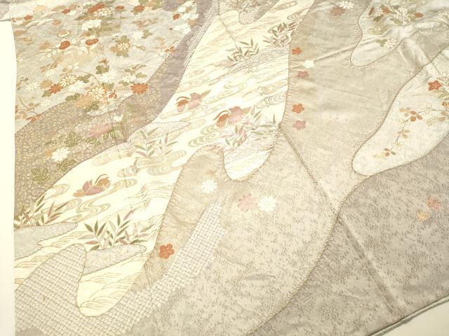 平和屋着物○訪問着 絞り 流水鴛鴦草花文 金彩 正絹 逸品 DAAR4362tw