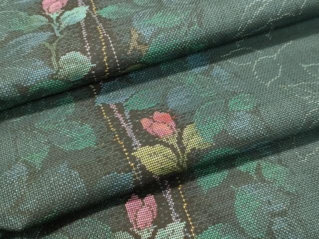 平和屋着物●本場大島紬　9マルキ　草花間道　正絹　逸品　DAAR4394tw