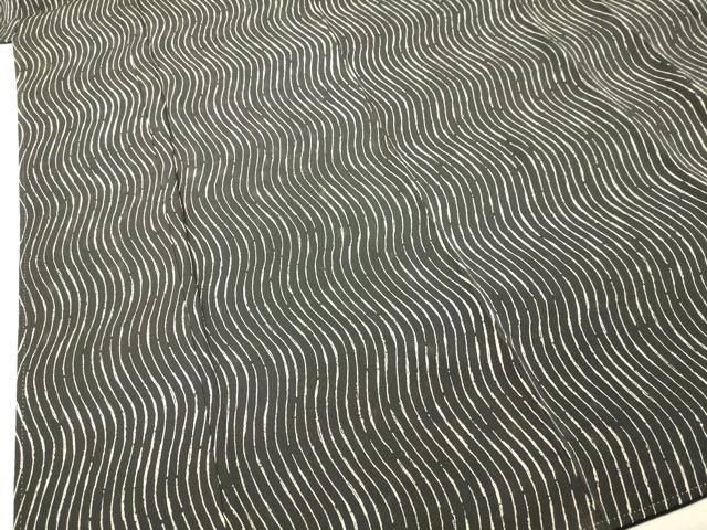 平和屋着物●ファッションデザイナー　花井幸子　小紋　流水文　黒地　正絹　逸品　DAAR4405tw