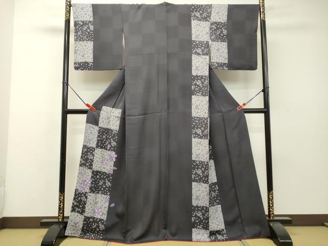 平和屋着物●訪問着　市松舞桜文　正絹　逸品　DAAR4419tw