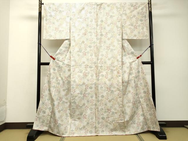 平和屋着物●本場大島紬　白大島　草花文　正絹　逸品　DAAR4520tw 平和屋着物○本場染大島紬 草花文 正絹 逸品 DAAR4504tw