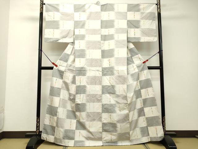 平和屋着物●上質な紬　変わり格子　正絹　逸品　DAAR4506tw