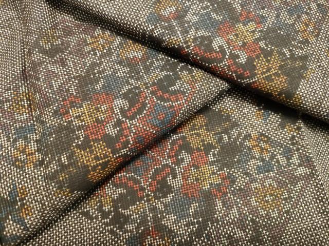 平和屋着物●本場大島紬　7マルキ　更紗花菱文　正絹　逸品　未使用　DAAR4509tw