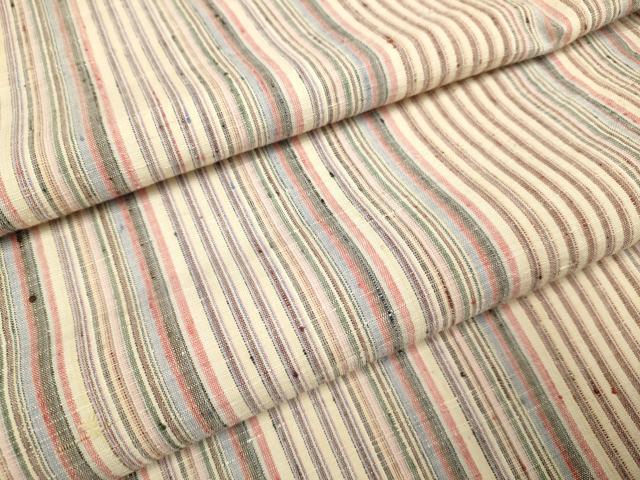 平和屋着物▽上質な紬　単衣　縞　正絹　逸品　DAAR5028du