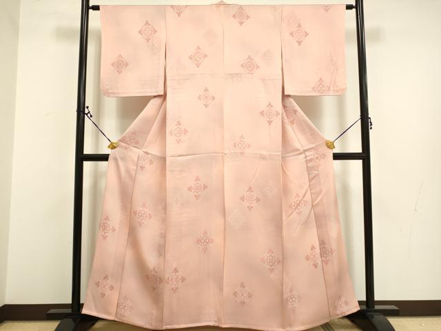 平和屋着物▽上質な小紋　単衣　地紋起こし　花菱文　暈し染め　正絹　逸品　DAAR5500du 平和屋着物▽上質な小紋 単衣 地紋起こし 花菱文 暈し染め