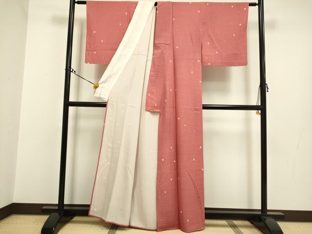 平和屋着物▽上質な小紋　単衣　立涌花文　正絹　逸品　DAAR5502du