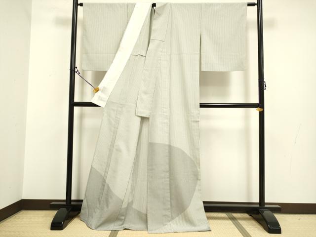 平和屋着物▽本塩沢 訪問着 単衣 縞 正絹 逸品 DAAR5505du 平和屋