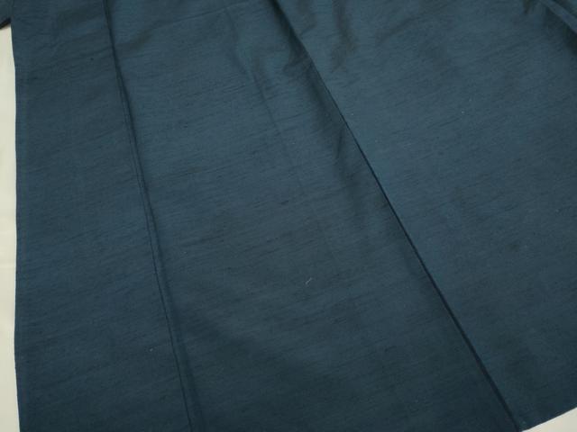 平和屋着物▽男性 紬 単衣 アンサンブル 暗い藍鉄色 正絹 逸品 DAAR5515du 