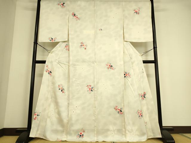 平和屋着物▽上質な小紋　単衣　作家物　華の園　舞花文　手描き　正絹　逸品　DAAS0049az 平和屋着物▽上質な小紋 単衣 作家物 華の園 舞花文