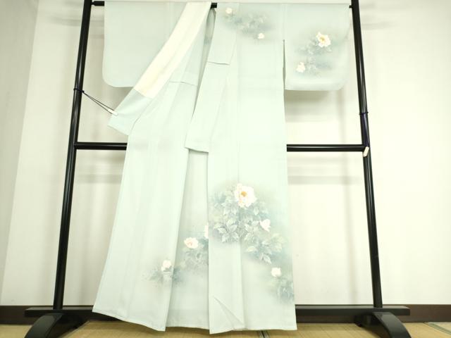平和屋着物▽訪問着　単衣　草花文　正絹　逸品　DAAS0058az_1