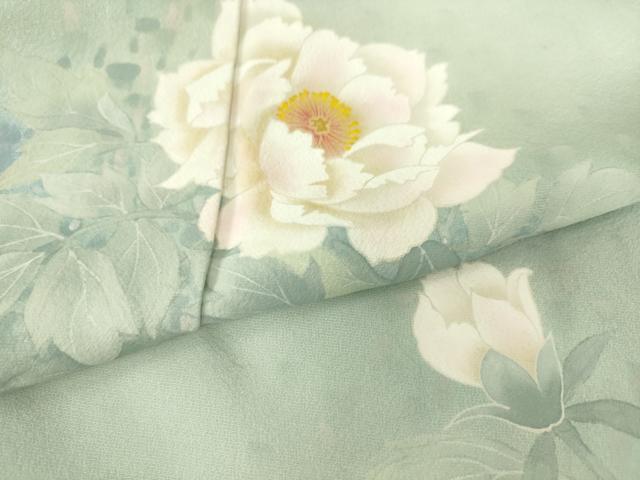 平和屋着物▽訪問着　単衣　草花文　正絹　逸品　DAAS0058az_5