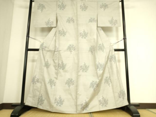 平和屋着物▽本場大島紬　単衣　白大島　9マルキ　色紙重ね花文　正絹　逸品　BAAS8027yc 平和屋着物▽本場大島紬 単衣 白大島 9マルキ 色紙重ね花文