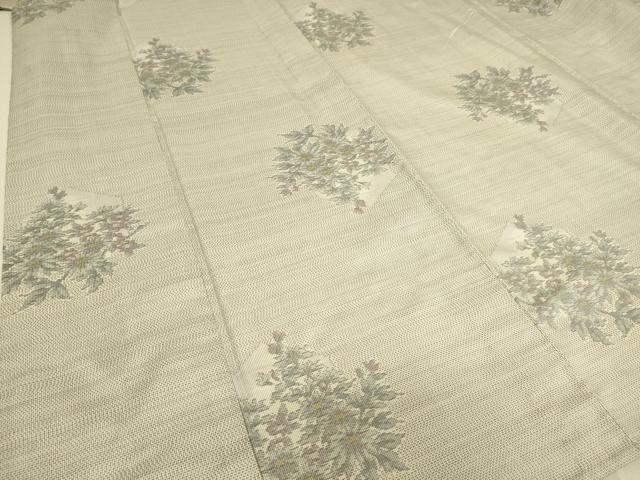 平和屋着物▽本場大島紬 白大島 単衣 色紙花文 正絹 逸品 DAAS0064az 紬