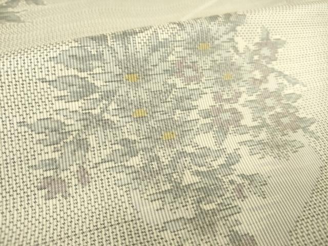 平和屋着物▽本場大島紬　白大島　単衣　色紙花文　正絹　逸品　DAAS0064az 平和屋着物▽本場大島紬 白大島 単衣 色紙花文 正絹 逸品 DAAS0064az