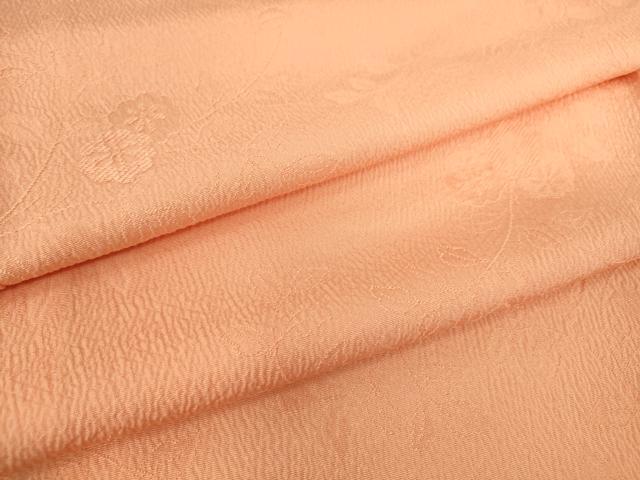 平和屋着物▽上質な色無地　単衣　草花地紋　赤香色　正絹　逸品　未使用　DAAS0120az