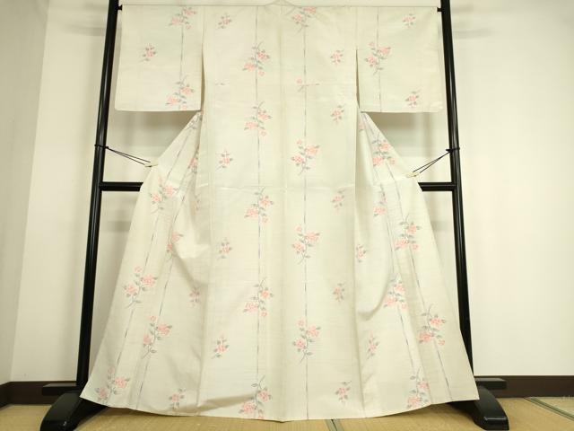 平和屋着物▽上質な紬 単衣 花間道 正絹 逸品 DAAS0121az