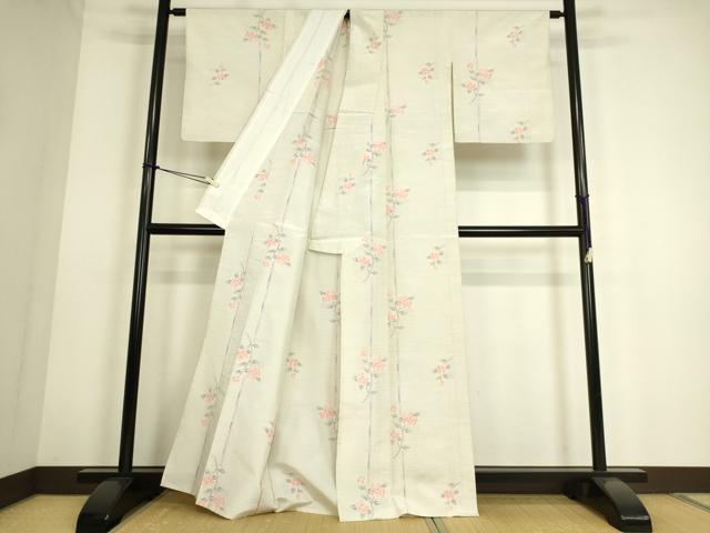 平和屋着物▽上質な紬 単衣 花間道 正絹 逸品 DAAS0121az