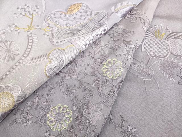 平和屋着物▽中国三大刺繍　相良刺繍　総刺繍　訪問着　単衣　洋花唐草文　暈し染め　金糸　正絹　逸品　未使用　DAAS0133az