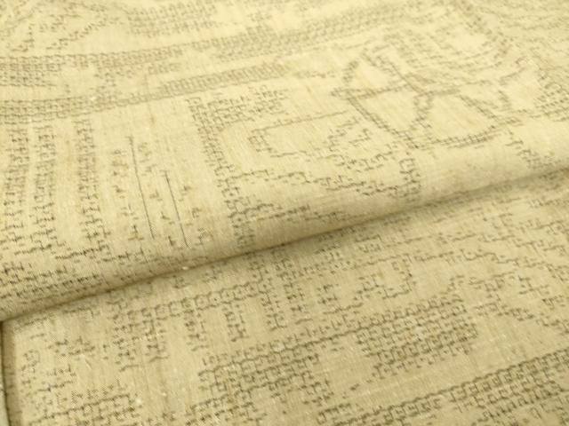 平和屋着物▽本場結城紬　重要無形文化財　単衣　鼓文　80亀甲　正絹　逸品　DAAS0134az_4