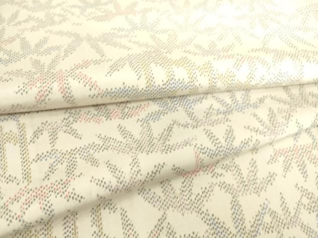 平和屋着物▽上質な紬　単衣　笹文　正絹　逸品　DAAS0163az