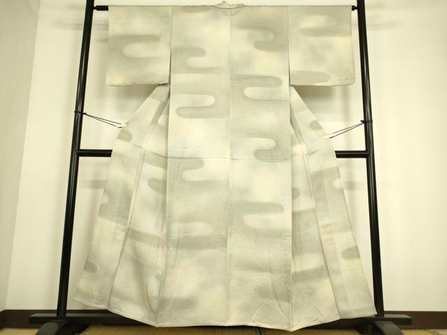 平和屋着物▽上質な小紋　単衣　エ霞文　暈し染め　正絹　逸品　未使用　DAAS0164az