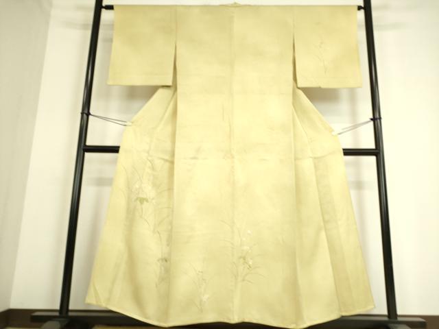 平和屋着物▽訪問着　単衣　刺繍　草花文　正絹　逸品　DAAS0183az