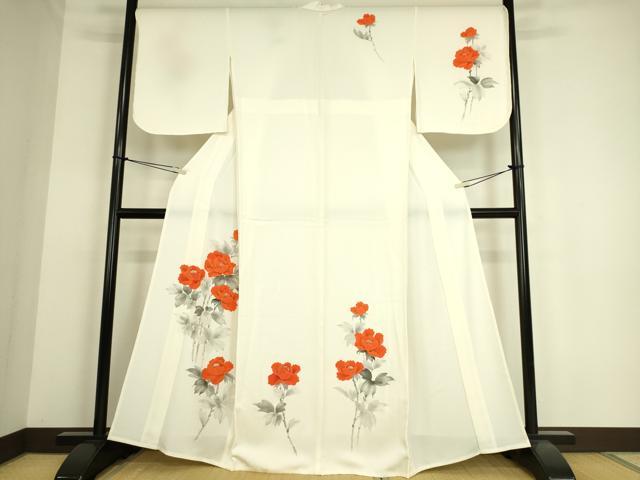 平和屋着物▽訪問着　単衣　牡丹文　手描き　正絹　逸品　DAAS0187az