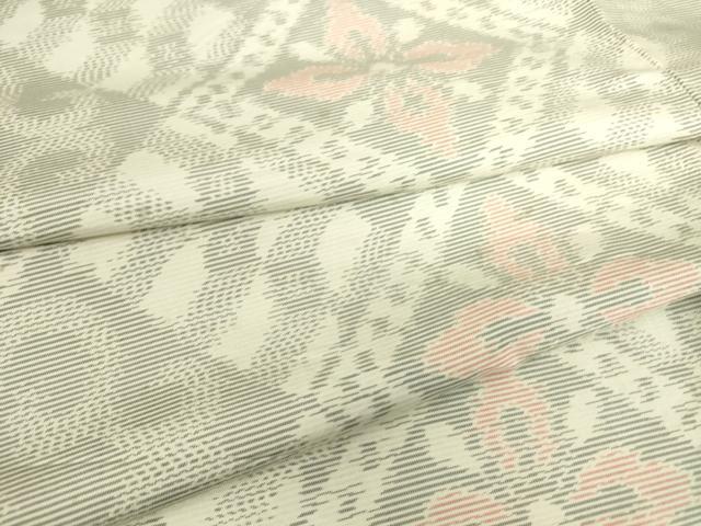 平和屋着物▽本場大島紬　白大島　単衣　菱花文　正絹　逸品　DAAS0194az