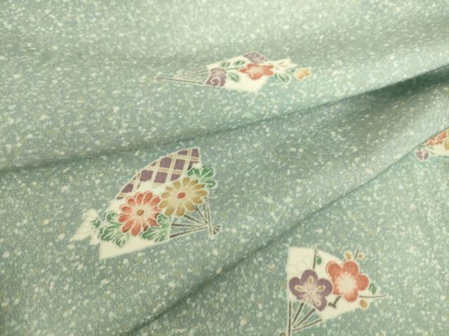 平和屋着物▽上質な小紋　単衣　扇面花文　正絹　逸品　DAAS0237az