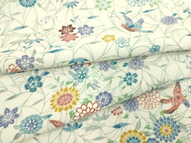 平和屋着物▽小紋　単衣　飛鳥花文　洗える着物　DAAS0253az