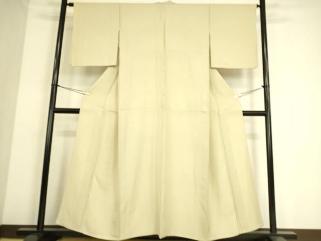 平和屋着物▽上質な色無地 単衣 吉祥花地紋 鳥の子色 正絹