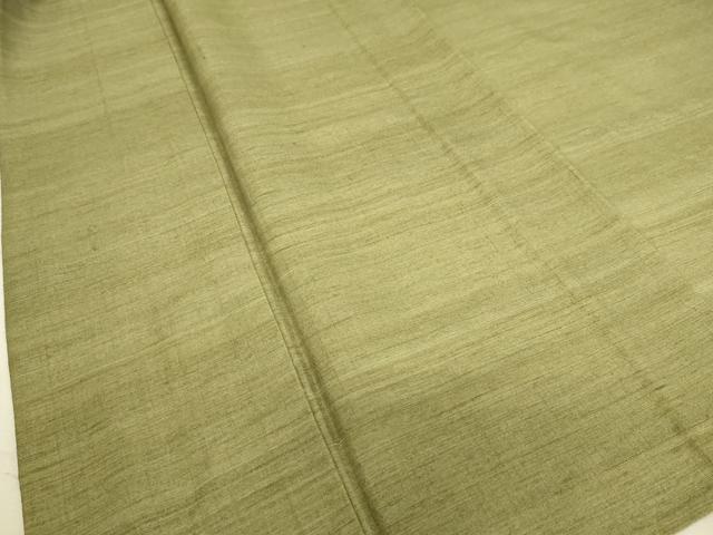 平和屋着物▽男性 紬 単衣 鶸茶色 正絹 逸品 DAAS0270az