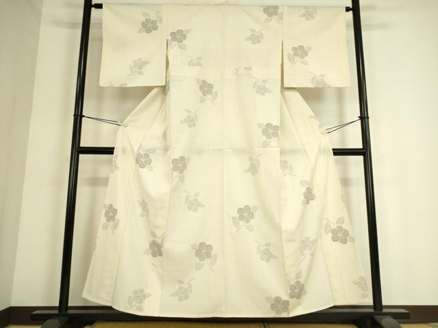 平和屋着物▽本塩沢 単衣 草花文 正絹 逸品 DAAS0300az