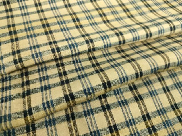 平和屋着物▽上質な紬　単衣　格子　正絹　逸品　DAAS0338az