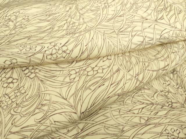 平和屋着物▽上質な小紋　単衣　草葉文　正絹　逸品　DAAS0343az