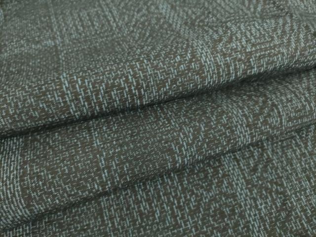 平和屋着物▽上質な紬　単衣　幾何学間道　正絹　逸品　DAAS0437az