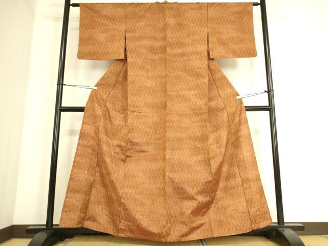 平和屋着物▽上質な紬　単衣　霞文　正絹　逸品　DAAS0439az 平和屋着物▽上質な紬 単衣 霞文 正絹 逸品 DAAS0439az