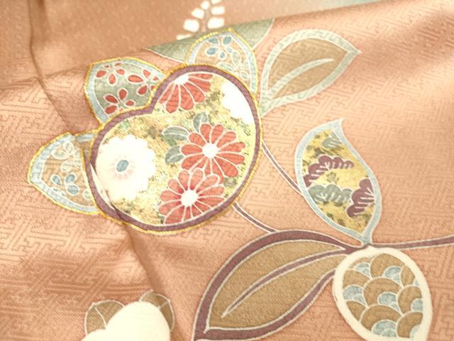 平和屋着物□訪問着 駒刺繍 吉祥花文 暈し染め 金彩 正絹