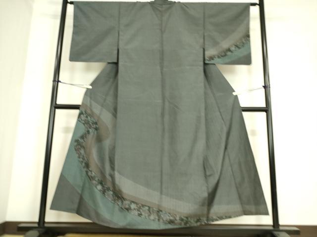 平和屋着物▽本場大島紬　訪問着　単衣　更紗花文　正絹　逸品　DAAS0455az