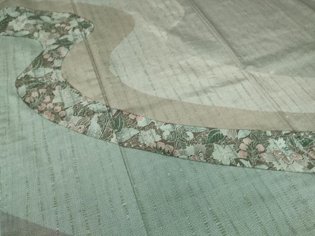 平和屋着物▽本場大島紬 訪問着 単衣 更紗花文 正絹 逸品 DAAS0455az