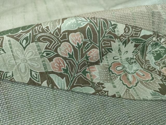 平和屋着物▽本場大島紬 訪問着 単衣 更紗花文 正絹 逸品 DAAS0455az